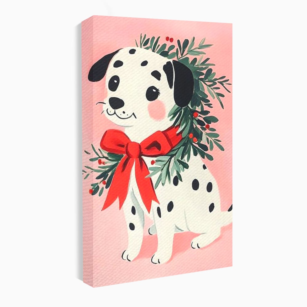 Tablou canvas cu tablou canvas cu catel dalmatian, fara rama, pe sasiu de lemn
